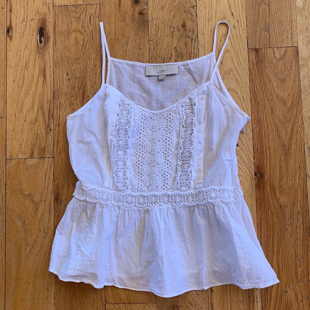 Loft White Peplum Tank